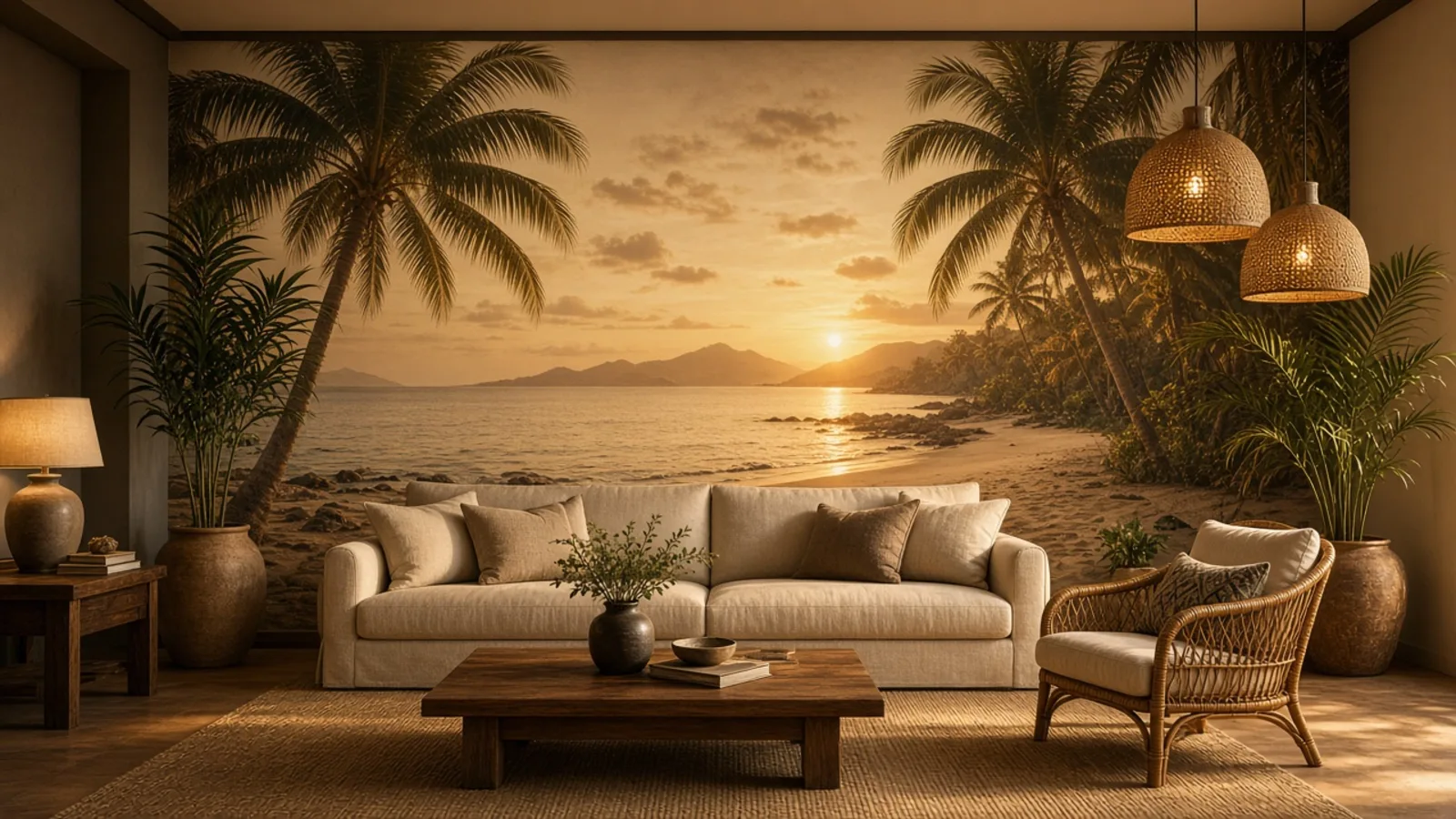 Salon tropical — impression murale UV Mur Design HDF